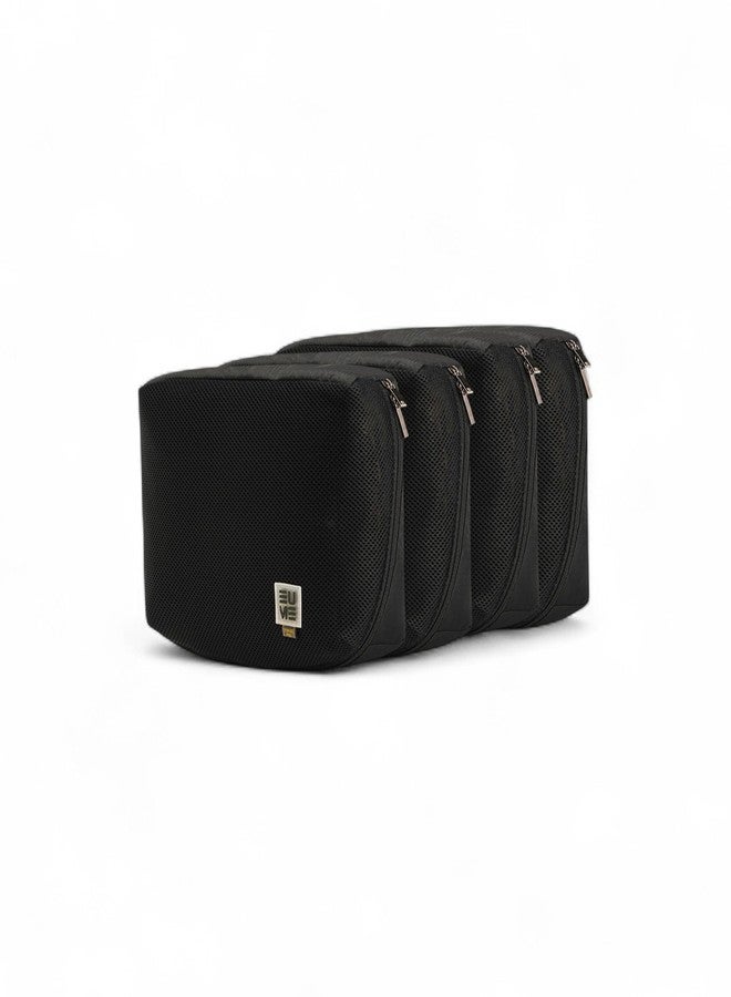 EUME Storage Pods, Set of 4 - Polyester Packing Cubes for Men and Women Luggage Travel Organizer set of Packing Bag (4 Medium Toiletry Bag) (Black) - Image 1